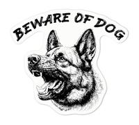 Azeeda 'Beware of Dog German Shepherd ' White Premium Vinyl Decal Sticker - Waterproof, Durable & Easy to Apply - Ideal for Car Bumpers, Windows, Bins and More - Medium (100mm) (DW00136257)