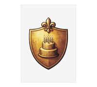 Azeeda 'Birthday Cake On Shield' Poster - A4 Portrait (PP00377791)