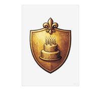 Azeeda 'Birthday Cake On Shield' Poster - A5 Portrait (PP00377790)