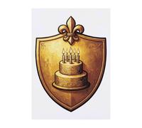 Azeeda 'Birthday Cake On Shield' Temporary Tattoo - A6 (TO00107995)