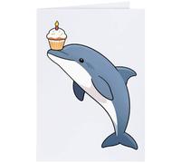 Azeeda 'Birthday Dolphin' Greeting Card - A4 (GC00091316)