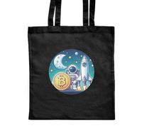 Azeeda 'Bitcoin to the Moon' Classic Black Tote Shopper Bag (ZB00021222)