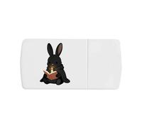 Azeeda 'Black Bunny with Book' Pill Box with Tablet Splitter (PI00043735)