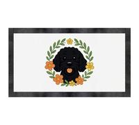Azeeda 'Black Cockapoo Floral Wreath' Pet Feeding Mat (PM00033941)