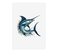 Azeeda 'Blue Marlin Fish' Wall Art Poster Print - Unframed Artwork for Home Decor - A3 Portrait (PP00290741)
