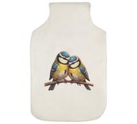 Azeeda 'Blue Tit Cuddles' Hot Water Bottle Cover (HW00053789) | Soft Fabric Case for Bedtime, Winter Warmth, Home and Gifts