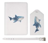Azeeda 'Blue Whale Shark' Passport Cover & Luggage Tag Travel Set (PA00039391)