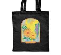Azeeda 'Boho Flowers In A Window' Classic Black Tote Shopper Bag (ZB00034426)