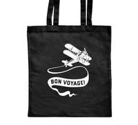 Azeeda 'Bon Voyage Biplane' Classic Black Tote Shopper Bag (ZB00023454)
