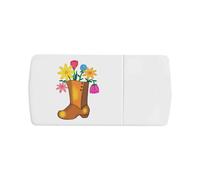 Azeeda 'Boot with Flowers' Pill Box with Tablet Splitter (PI00037158)