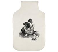 Azeeda 'Border Collie & Ball' Hot Water Bottle Cover (HW00053761) | Soft Fabric Case for Bedtime, Winter Warmth, Home and Gifts