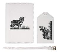 Azeeda 'Border Collie Dog on Grass' Passport Cover & Luggage Tag Travel Set (PA00034714)