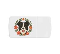 Azeeda 'Border Collie Floral Wreath' Pill Box with Tablet Splitter (PI00039042)