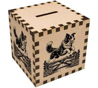 Azeeda 'Border Collie Jumping Farm Gate' Money Box/Piggy Bank (MB00117241)