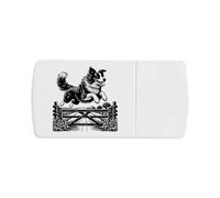 Azeeda 'Border Collie Jumping Farm Gate' Pill Box with Tablet Splitter (PI00037929)