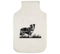 Azeeda 'Border Collie On Grass' Hot Water Bottle Cover (HW00041010) | Soft Fabric Case for Bedtime, Winter Warmth, Home and Gifts