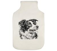 Azeeda 'Border Collie Portrait' Hot Water Bottle Cover (HW00052166) | Soft Fabric Case for Bedtime, Winter Warmth, Home and Gifts