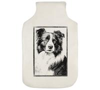 Azeeda 'Border Collie Portrait with Frame' Hot Water Bottle Cover (HW00041590)