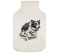 Azeeda 'Border Collie Running' Hot Water Bottle Cover (HW00052229)