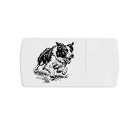Azeeda 'Border Collie Running' Pill Box with Tablet Splitter (PI00045741)