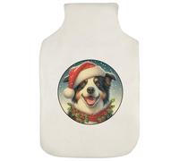 Azeeda 'Border Collie Wearing Santa Hat' Hot Water Bottle Cover (HW00045249)