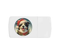 Azeeda 'Border Collie Wearing Santa Hat' Pill Box with Tablet Splitter (PI00038718)
