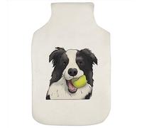 Azeeda 'Border Collie with Ball' Hot Water Bottle Cover (HW00029645) | Soft Fabric Case for Bedtime, Winter Warmth, Home and Gifts