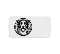 Azeeda 'Border Collie with Dog Leash' Pill Box with Tablet Splitter (PI00040277)