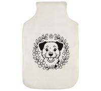 Azeeda 'Border Terrier Floral Wreath' Hot Water Bottle Cover (HW00045366)
