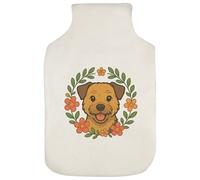 Azeeda 'Border Terrier Floral Wreath' Hot Water Bottle Cover (HW00045367)