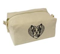 Azeeda 'Boston Terrier Love Heart' Canvas Wash Bag/Makeup Case (CS00045431)