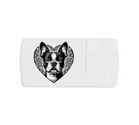 Azeeda 'Boston Terrier Love Heart' Pill Box with Tablet Splitter (PI00036019)