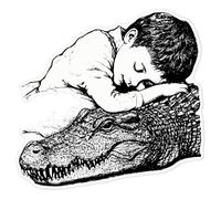 Azeeda 'Boy & Alligator' Sticker - Clear, 21cm (DC00178386)