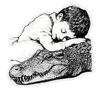 Azeeda 'Boy & Alligator' Sticker - Clear, 46cm (DC00178387)