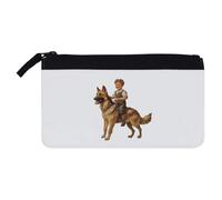 Azeeda 'Boy Riding German Shepherd Dog' Pencil Case (PC00053212)