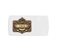 Azeeda 'Brass Plate Effect New Year 2026' Pill Box with Tablet Splitter (PI00039240)