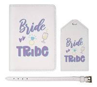 Azeeda 'Bribe Tribe' Passport Travel Set - White (PA00046761) | Passport Cover & Luggage Tag for Holidays, Flights and Suitcases