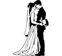 Azeeda 'Bride and Groom' Reusable Stencil - Durable Decorative Template for Painting and Spraying on Walls, Tiles, Wood, Fabric & Craft Projects - XXL (A2) (WS00075762)