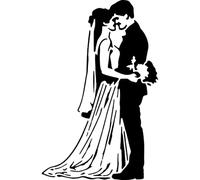 Azeeda 'Bride and Groom' Reusable Stencil - Durable Decorative Template for Painting and Spraying on Walls, Tiles, Wood, Fabric & Craft Projects - S (A6) (WS00068368)
