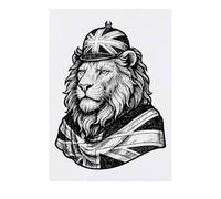 Azeeda 'British Lion with Union Jack' Temporary Tattoo - Water Resistant, Skin-Safe, Non-Toxic Transfer (TO00091631)