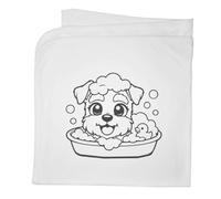 Azeeda 'Bubble Bath Schnauzer' Baby Blanket - White (BY00052600)
