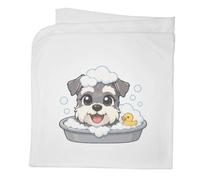 Azeeda 'Bubble Bath Schnauzer' Baby Blanket - White (BY00052601)