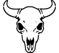 Azeeda 'Bull Skull' Reusable Stencil - Durable Decorative Template for Painting and Spraying on Walls, Tiles, Wood, Fabric & Craft Projects - S (A6) (WS00083532)