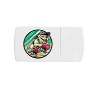 Azeeda 'Bulldog Riding Skateboard' Pill Box with Tablet Splitter (PI00041774)