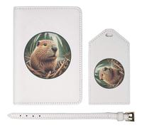 Azeeda 'Busy Beaver' Passport Cover & Luggage Tag Travel Set (PA00033255)