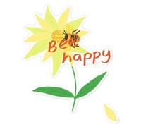 Azeeda 'Busy Buzzing Bee' White Premium Vinyl Decal Sticker - Waterproof, Durable & Easy to Apply - for Car Bumpers, Windows, Bins & More - Large (210mm) (DW00209036)