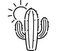 Azeeda 'Cactus with Sun Behind' Reusable Stencil - Durable Decorative Template for Painting and Spraying on Walls, Tiles, Wood, Fabric & Craft Projects - XXL (A2) (WS00083473)