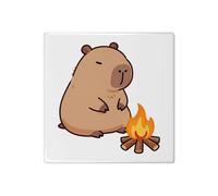 Azeeda 'Capybara at Campfire' 108mm Square Ceramic Tile (TD00041715)