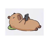 Azeeda 'Capybara on Phone' Temporary Tattoo - A6 (TO00100891)