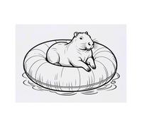 Azeeda 'Capybara On Pool Ring' Temporary Tattoo - A6 (TO00100887)